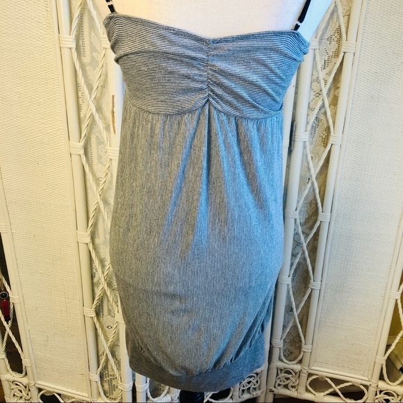 Wish USA Mini Dress Gray and Black Striped Sundress Beach Resort size Medium - Picture 8 of 14